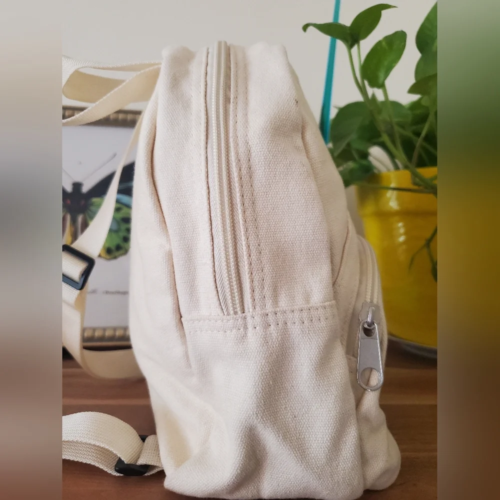 Canvas Backpack with Butterfly Embroidery